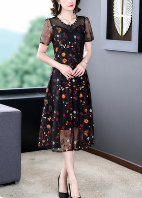 Summer new design women clothing v-neck lace stitching embroidery  dresses