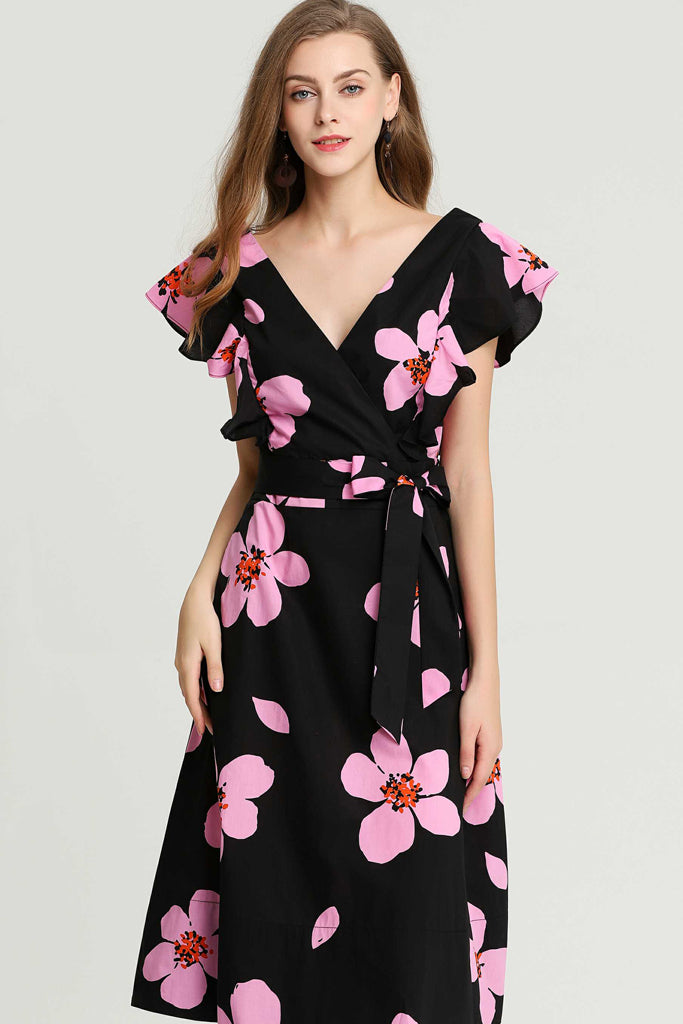 kate spade dresses New York Cap Sleeve V-neck Floral Fit & Flare Dress Wedding Theme Pink Bridesmaid Smocked along the waist Zodiac:Zodiac Shop Fabric:Satin Silk
