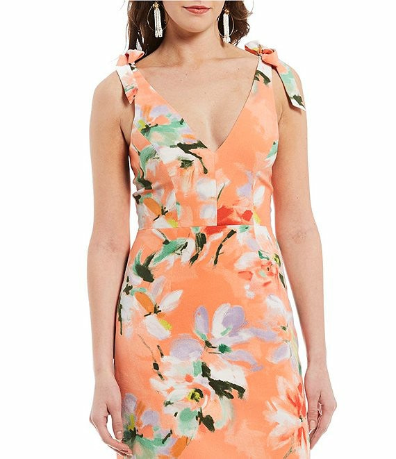 dress the population lita Dress the Population Women's Lita Sleeveless Plunging Midi Sheath Dress w Bows Dress, Black, XXS at Amazon Women's Clothing store