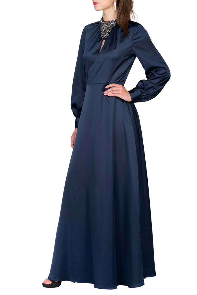AIDAN MATTOX-TWILIGHT BEADED MOCKNECK SATIN GOWN Vicky and Lucas AIDAN MATTOX-TWILIGHT BEADED MOCKNECK SATIN GOWN Vicky and Lucas
