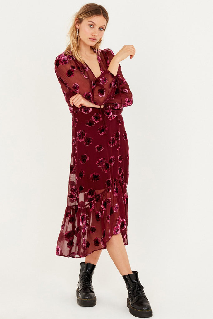 sophie velvet floral maxi dress FOR LOVE & LEMONS-SOPHIE VELVET FLORAL MIDI DRESS Vicky and Lucas
