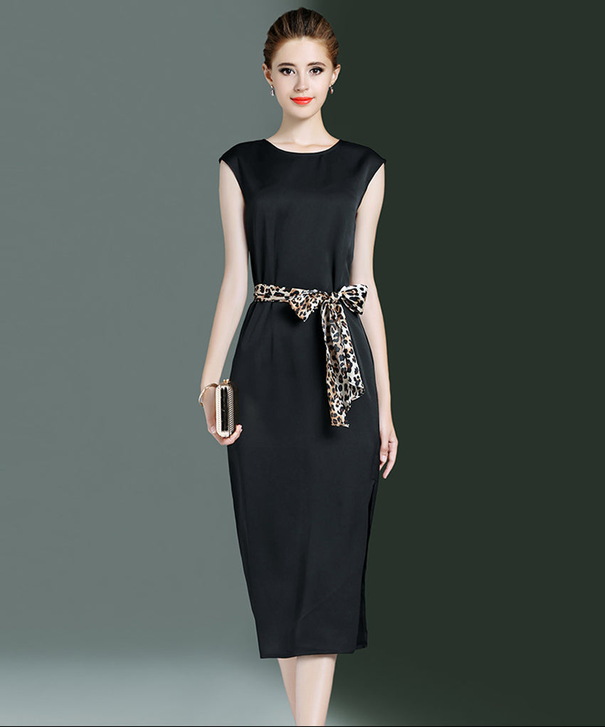 SCANDINAVIA-Sleeveless Leopard Print Waist Belt Shift Dress Vicky and Lucas SCANDINAVIA-Sleeveless Leopard Print Waist Belt Shift Dress Vicky and Lucas