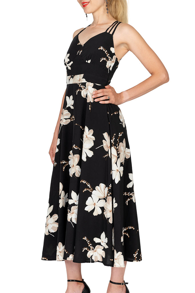 Spaghetti Strap Deep V-neck Floral Fit & Flare Dress – Vicky and Lucas