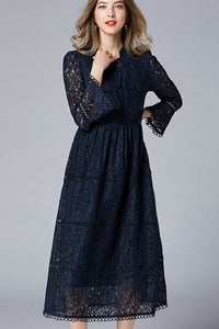 Ruffle Sleeve Lace Midi Dress