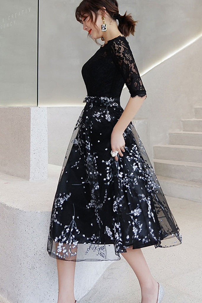 Half Sleeve Lace Top Contrast Midi Dress - Black S in Clearance Vicky and Lucas Half Sleeve Lace Top Contrast Midi Dress - Black S in Clearance Vicky and Lucas