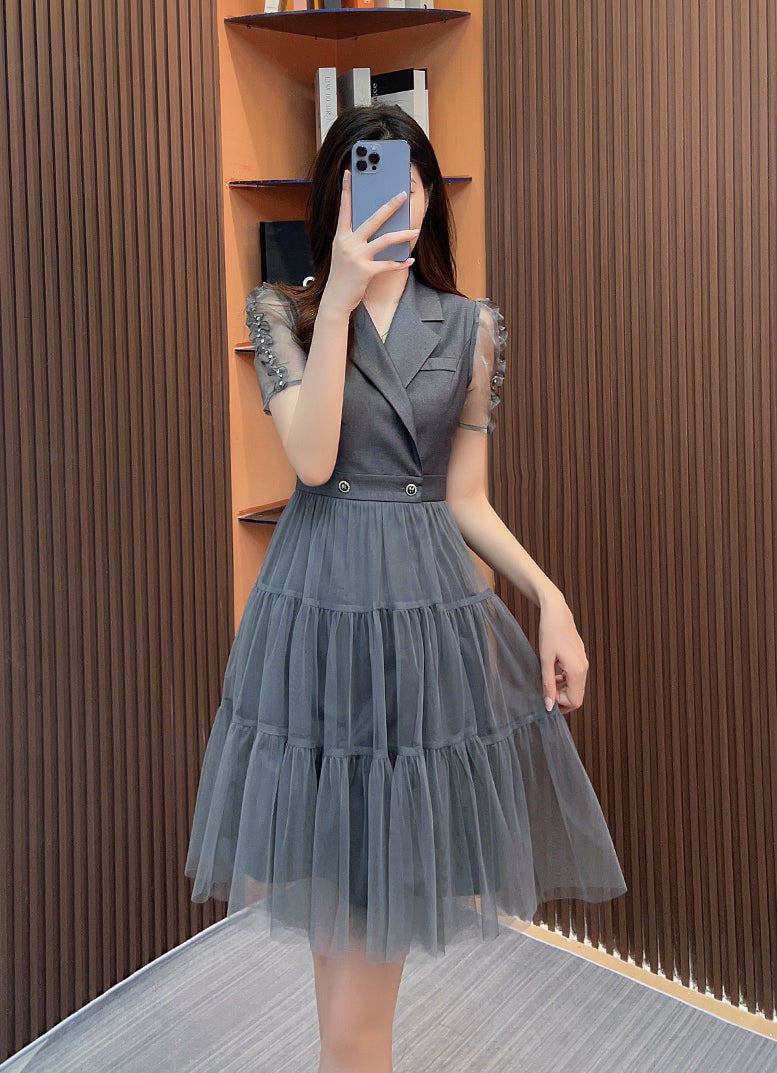 short sleeve grey dress Dark Grey Short Sleeve Asymmetrical Jersey Mini Dress