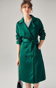 Double Breasted Waist Belted Long Coat