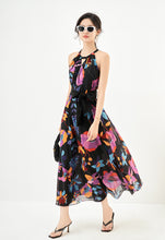 Elegant romantic design hanging neck  Sleeveless Printed Dress