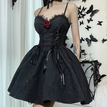 Backless Strap With Red Rose And Lace Dress