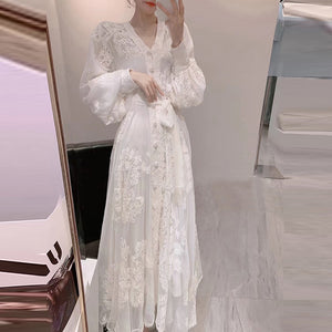 French First Love Design White Lace Dress