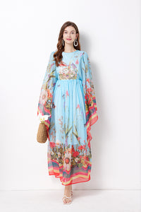 Long Floral Dress with Long Sleeves