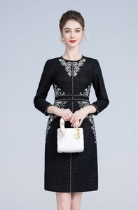 Exquisite Beaded Embroidered Long Sleeve Bodycon Sheath Dress