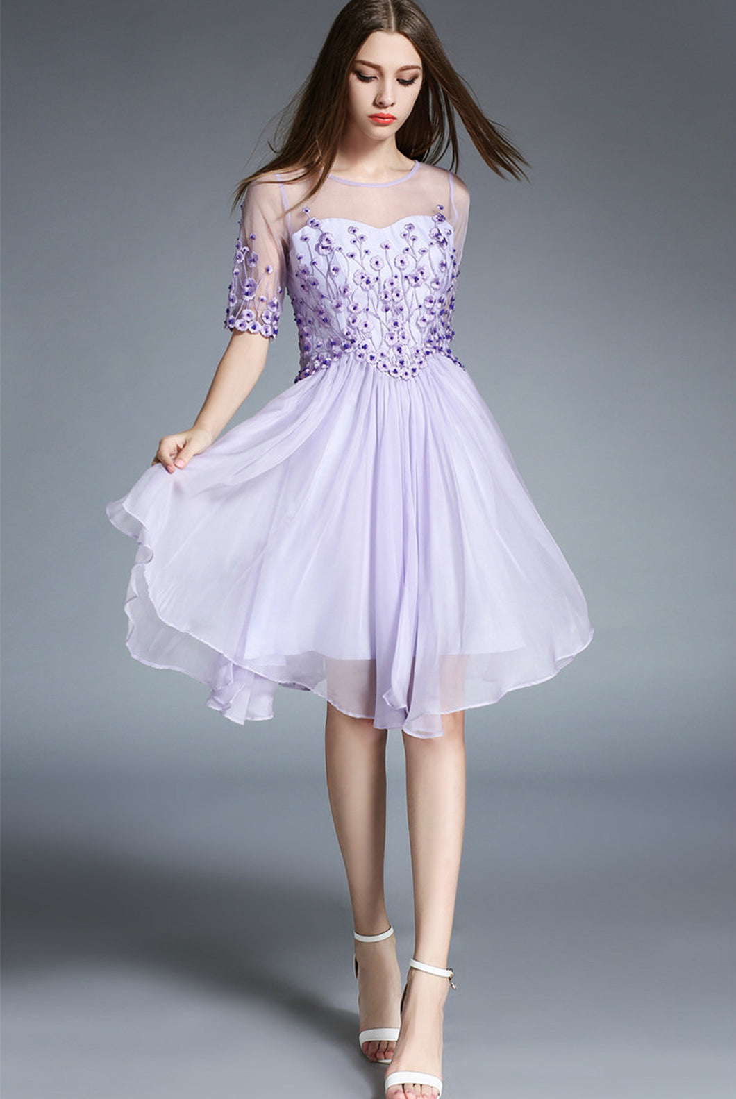 Elegant embroidered A-line mini dress