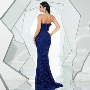 V Neck Ladies Long Elegant Midnight Blue Royal Blue Evening Gown Dress Vicky and Lucas V Neck Ladies Long Elegant Midnight Blue Royal Blue Evening Gown Dress Vicky and Lucas