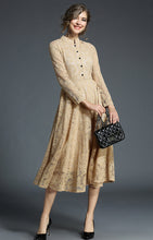 Elegant Long Sleeve Vintage Lace Flared Dress