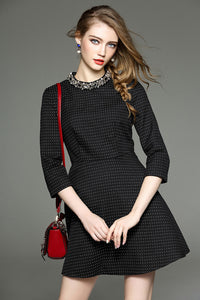 Elegant Long Sleeve A Line Black Dress