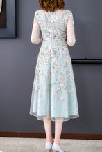New Dress Palace Style Embroidery Elegant Half Sleeve Midi Dress High-End Crew Neck Dress