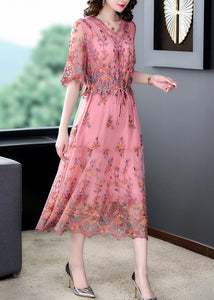 Women's elegance Style V-neck embroidery Short Sleeved Fashionable dresses