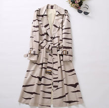 Elegant Printed Belted Long Trench Coat
