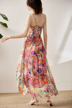 Silk Dress Floral Print Spaghetti Strap Dress