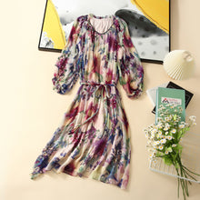Vintage Style Silk Long Sleeve V-Neck Dress
