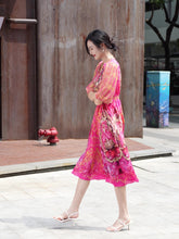 Long Casual Elegant Silk Dress with diamond chain