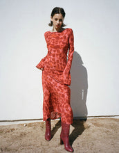Printed Long Sleeve Slim Maxi Dress made of 100% Silk