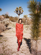 Printed Long Sleeve Slim Maxi Dress made of 100% Silk