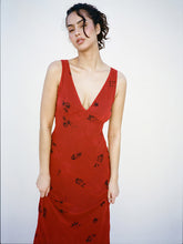 French vintage floral silk dress