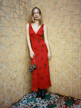French vintage floral silk dress