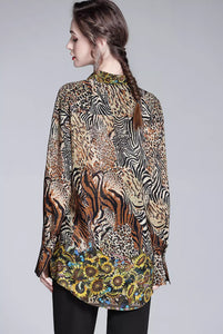 Vintage leopard print silk blouse