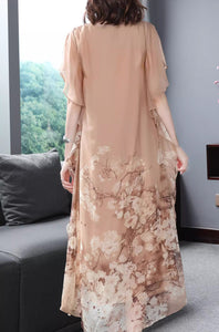 Comfortable chiffon printed summer silk dress