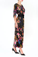 SCANDINAVIA-Half Sleeve Belted Floral Maxi Dress