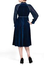 SCANDINAVIA-Long Sheer Sleeve Velvet Dress With Belt