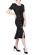 SCANDINAVIA-Short Sleeve Buckle Accent Fish Tail Dress