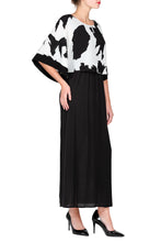 SCANDINAVIA-Batwing Black and White Maxi Dress