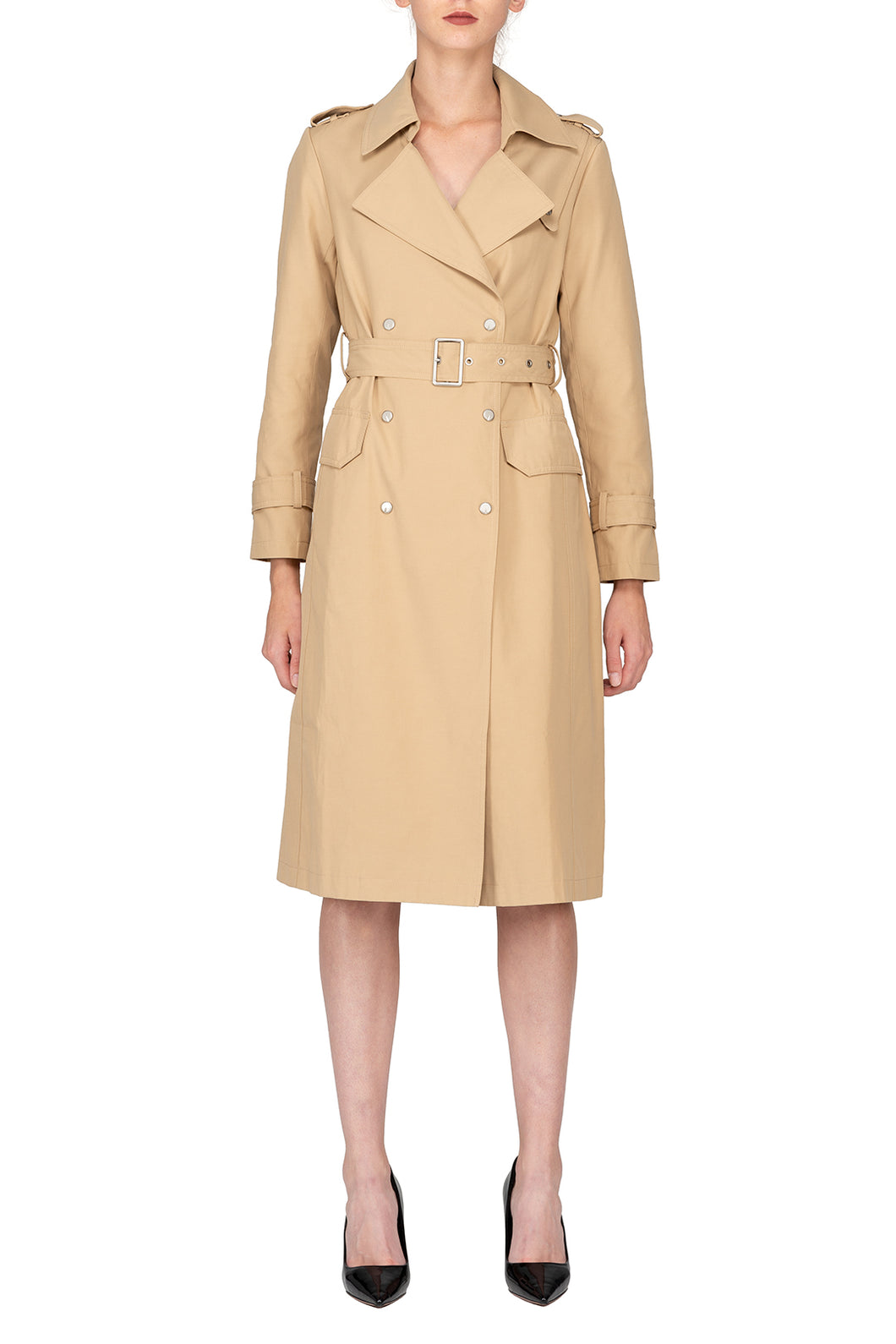 SCANDINAVIA-Double Breasted Belted Trench Coat