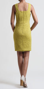 3D Floral Neoprene Banded Bodycon Mini Dress - Marigold