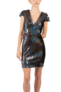 DRESS THE POPULATION-ZOE METALLIC DRESS