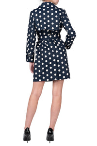 SCANDINAVIA-Polka Dot Double Breasted Belted Trench Coat