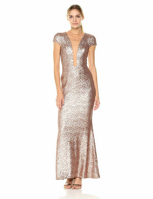 DRESS THE POPULATION-MICHELLE SEQUIN GOLD GOWN