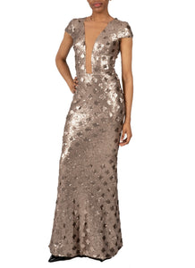 DRESS THE POPULATION-MICHELLE SEQUIN GOWN