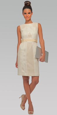 Elegant Sleeveless Shift Dress - Blonde Wood