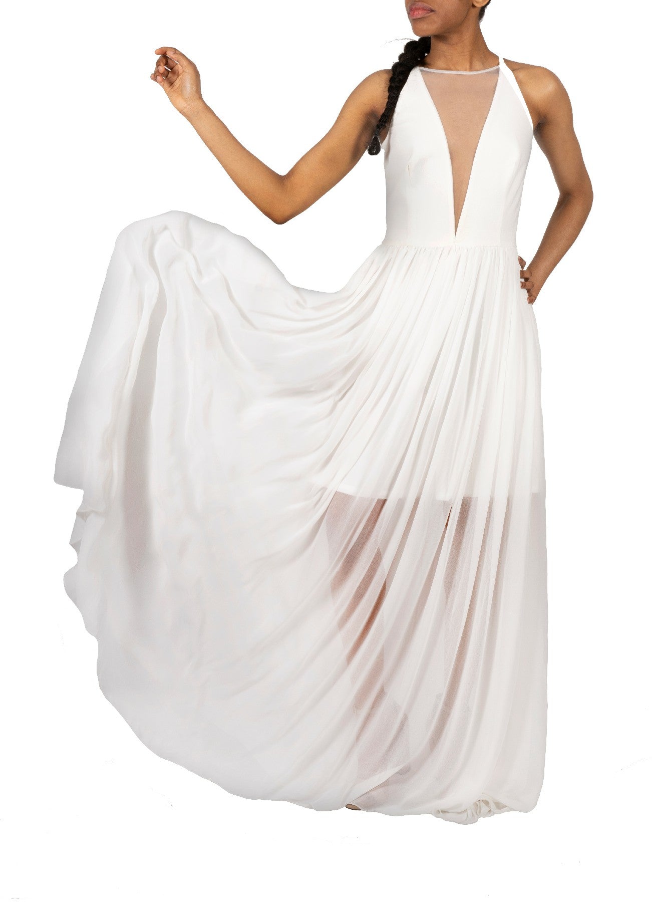 dress the population white gown Dress the Population Women's Colleen Floral Jacquard Strapless Mermaid Gown - White