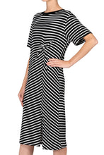 Ym+  - Short Sleeve Stripe Draped Shift Dress