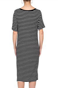 Ym+  - Short Sleeve Stripe Draped Shift Dress