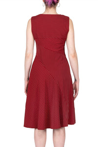 Aolixue-Sleeveless Stripe Contrast A-line Dress