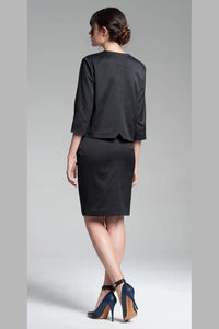 Double Breasted Open Keyhole Jacket - Black