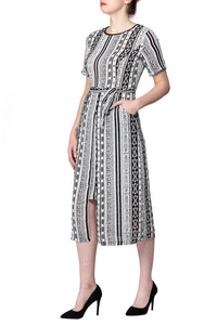 TWO PEARS-Black and White Pattern Dress