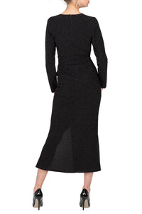 TWO PEARS-Long Sleeve Bodycon Belted Dress